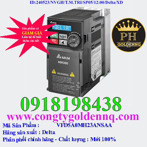 Biến tần Delta VFD5A0MH23ANSAA 0.75kW 3 Pha 220V