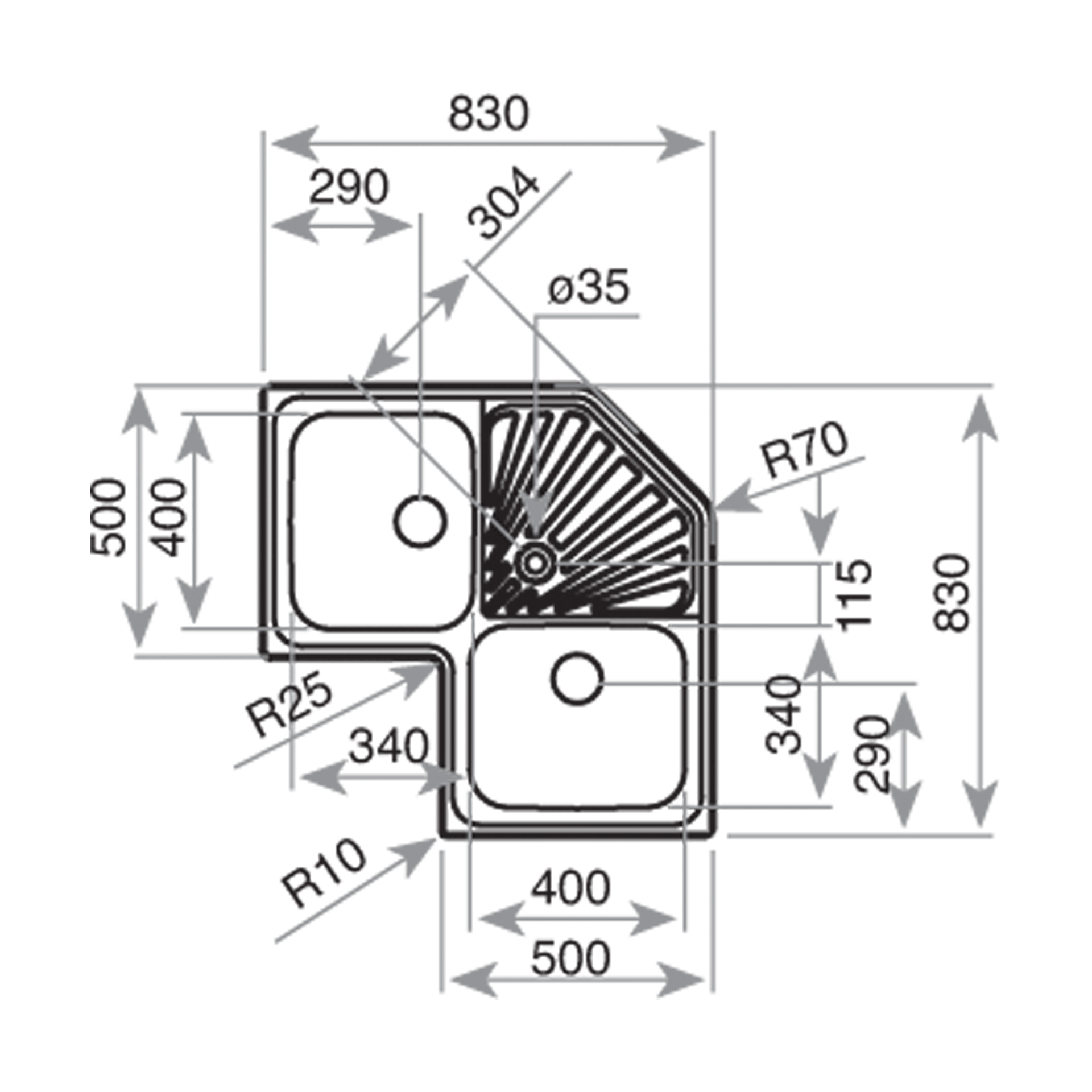 Chậu rửa Teka Angular 2B (2C)