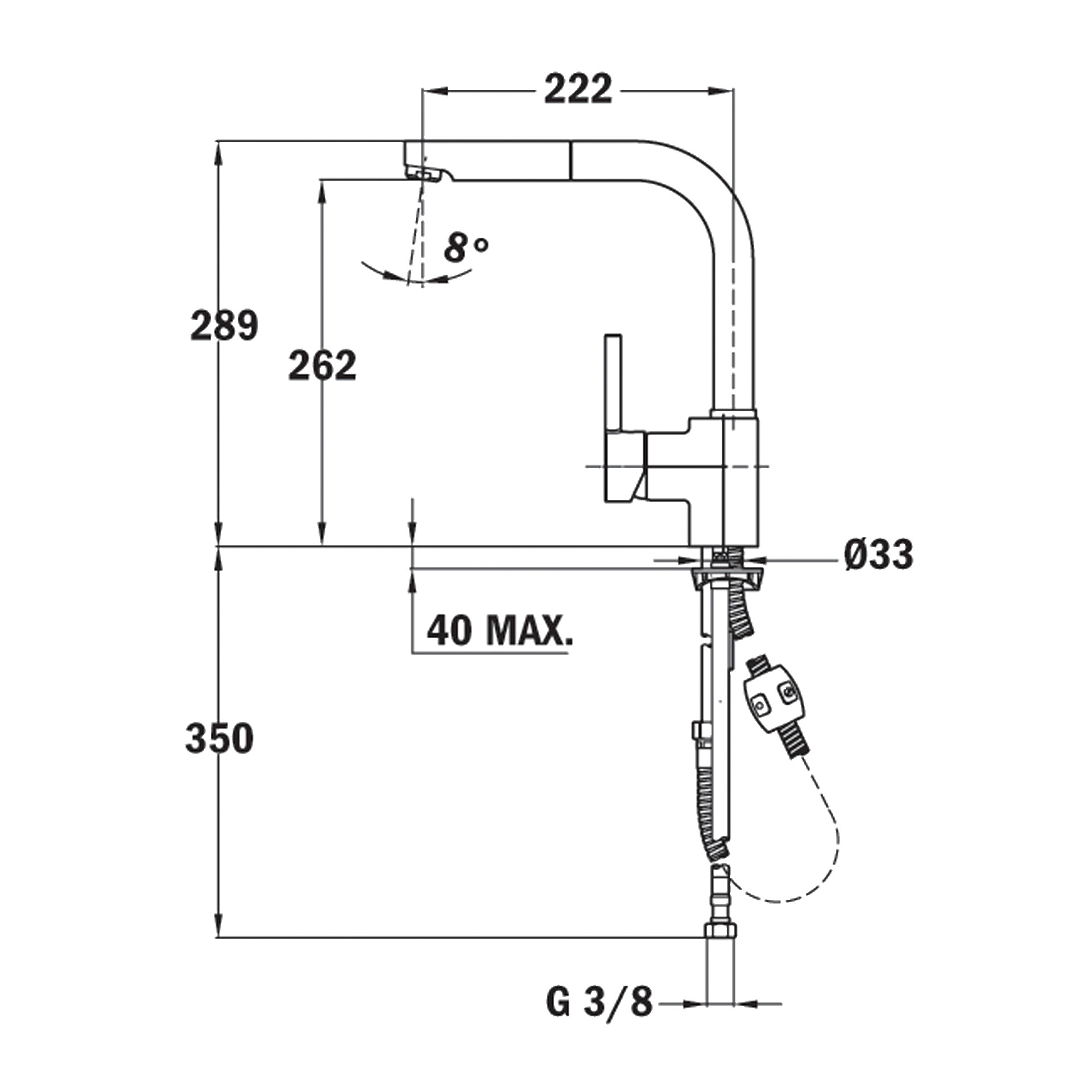 Vòi rửa pull-out Teka ARK 938 TG