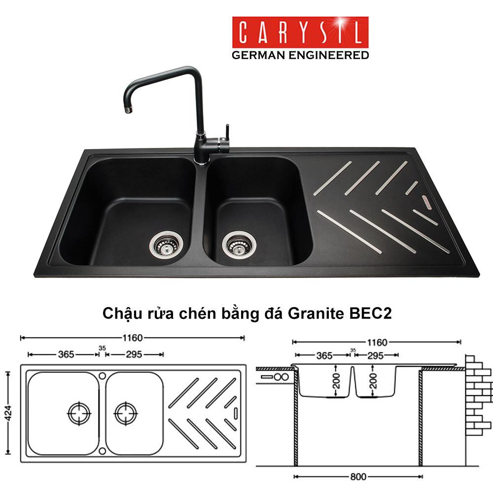 Chậu Rửa BEC2 Thương Hiệu CARYSIL