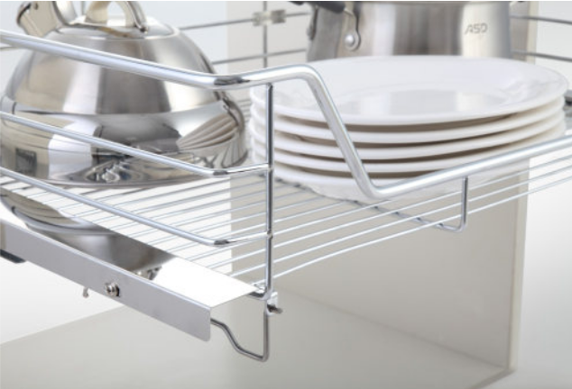 Giá Xoong Nồi Eurogold Inox Nan Âm Tủ - Gắn Cánh, Ray Giảm Chấn