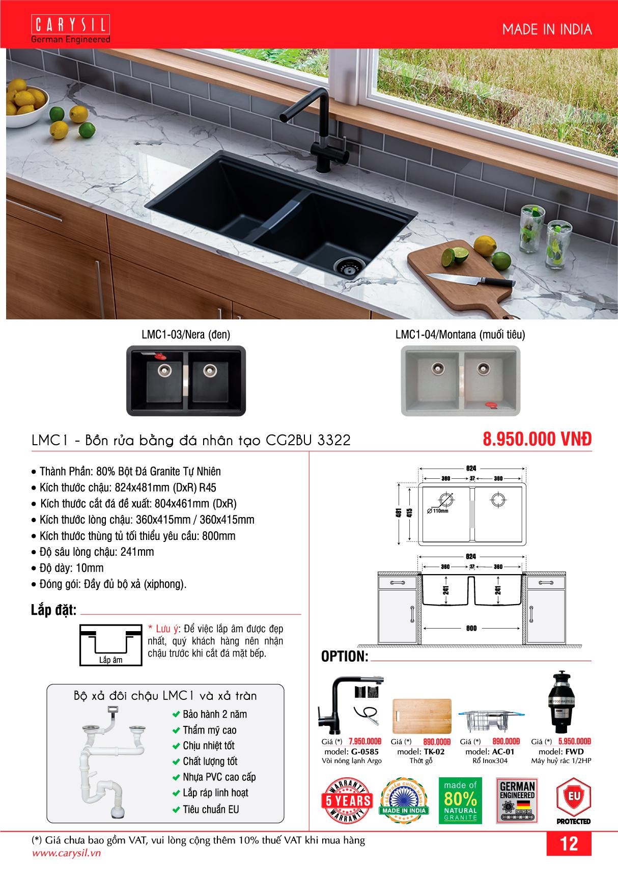 Chậu Rửa LMC1 Thương Hiệu CARYSIL