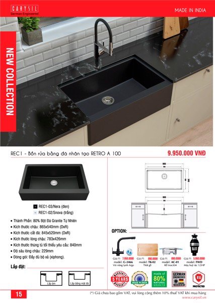 Chậu Rửa REC1 Thương Hiệu CARYSIL