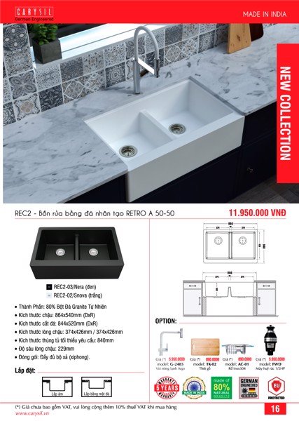 Chậu Rửa REC2 Thương Hiệu CARYSIL