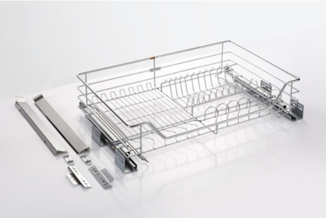 Giá Bát Đĩa Eurogold Inox Nan Âm Tủ - Gắn Cánh, Ray Giảm Chấn