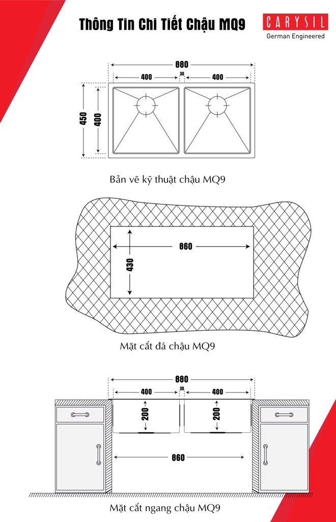 Chậu Rửa INOX IC-MQ9 Thương Hiệu CARYSIL