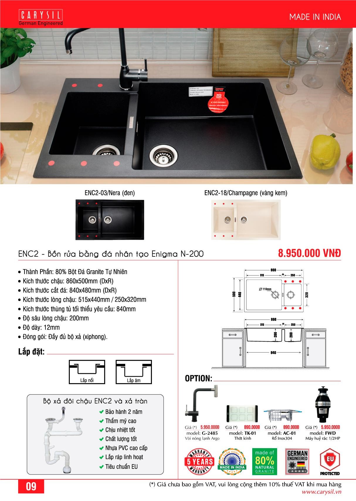 Chậu Rửa ENC2 Thương Hiệu CARYSIL