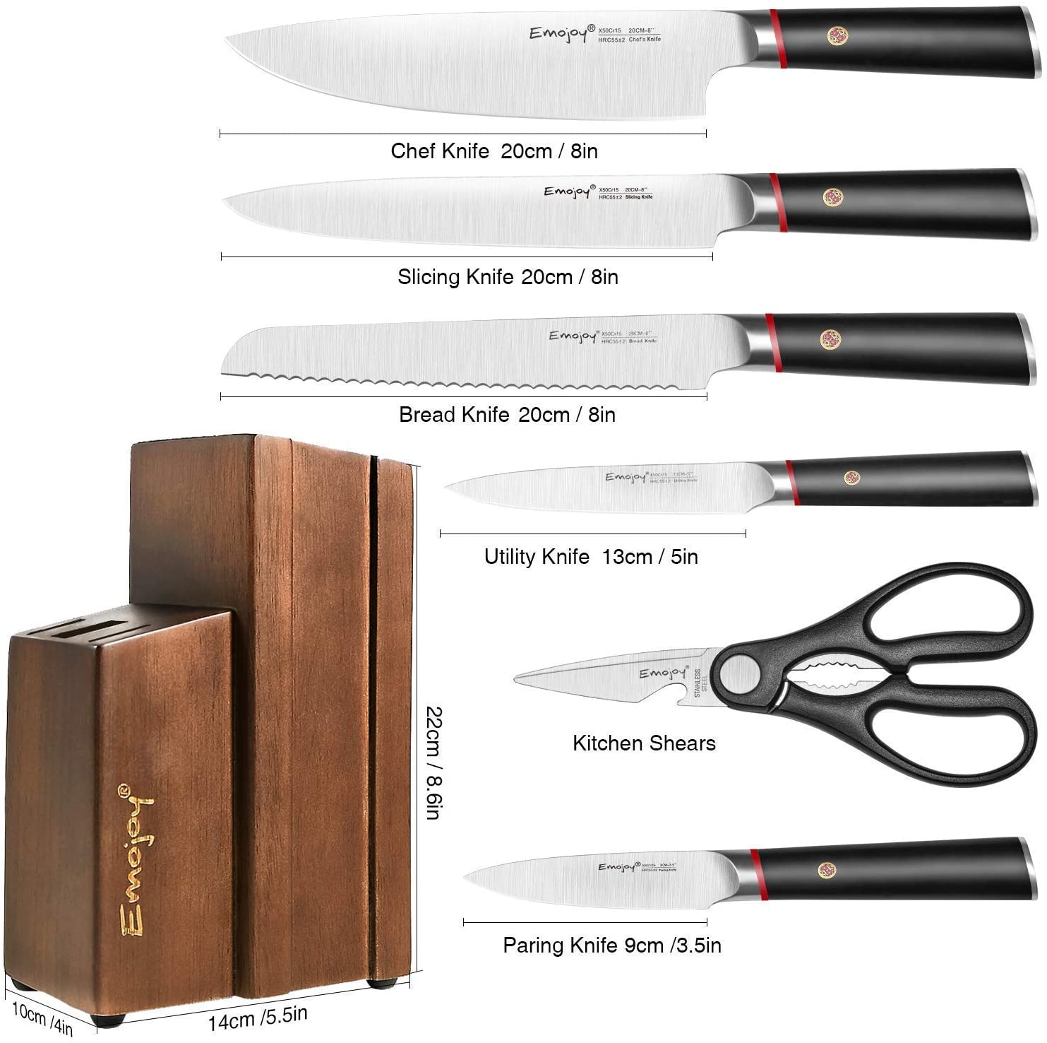 Bộ Dao EMOJOY MESSERBLOCK 5 Chiếc Kèm Kéo