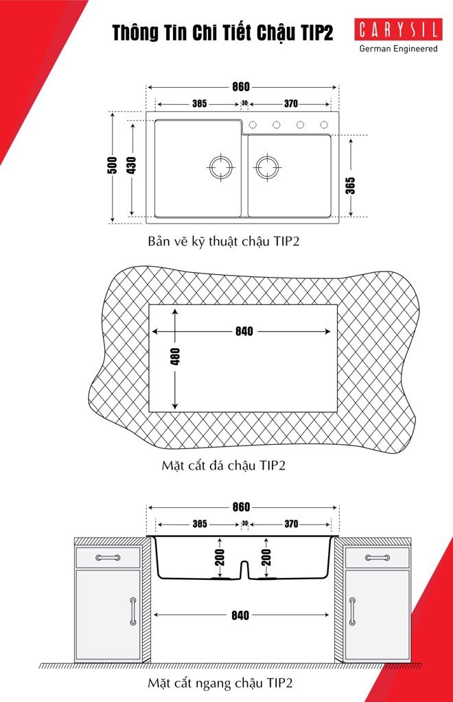 Chậu Rửa TIP2 Thương Hiệu CARYSIL