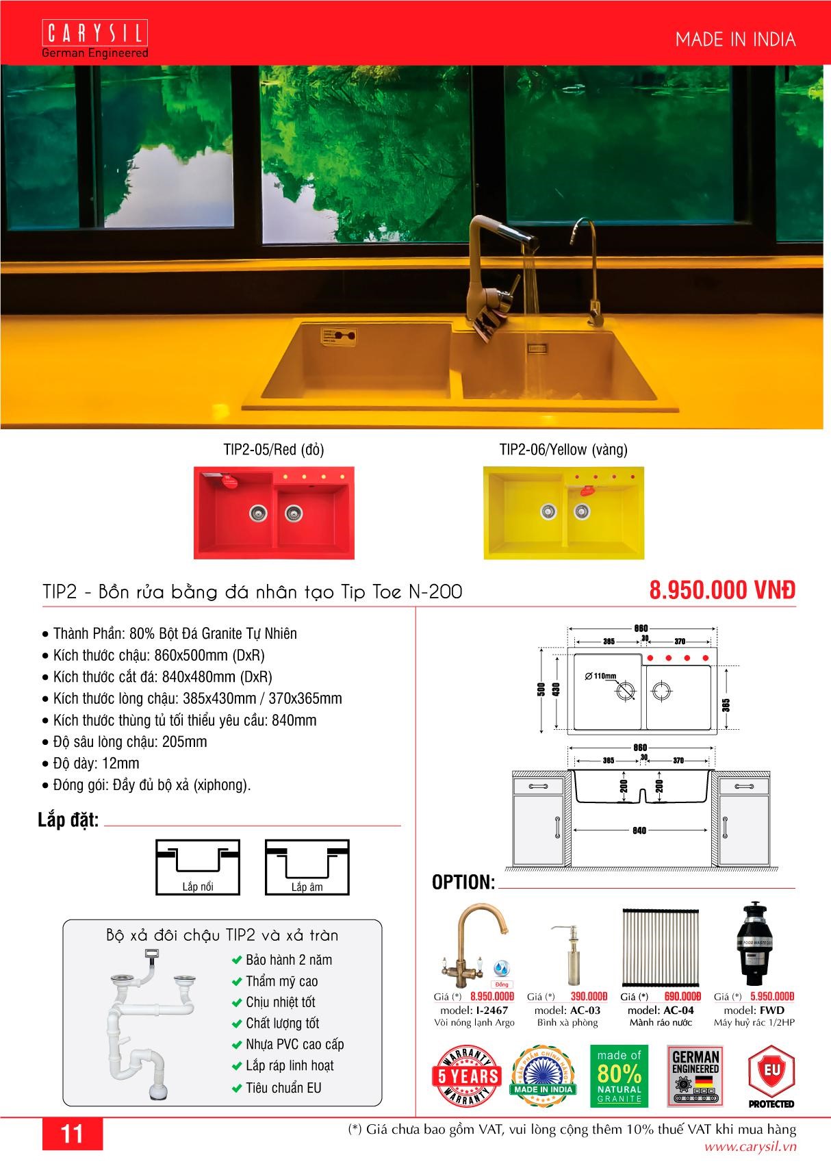 Chậu Rửa TIP2 Thương Hiệu CARYSIL