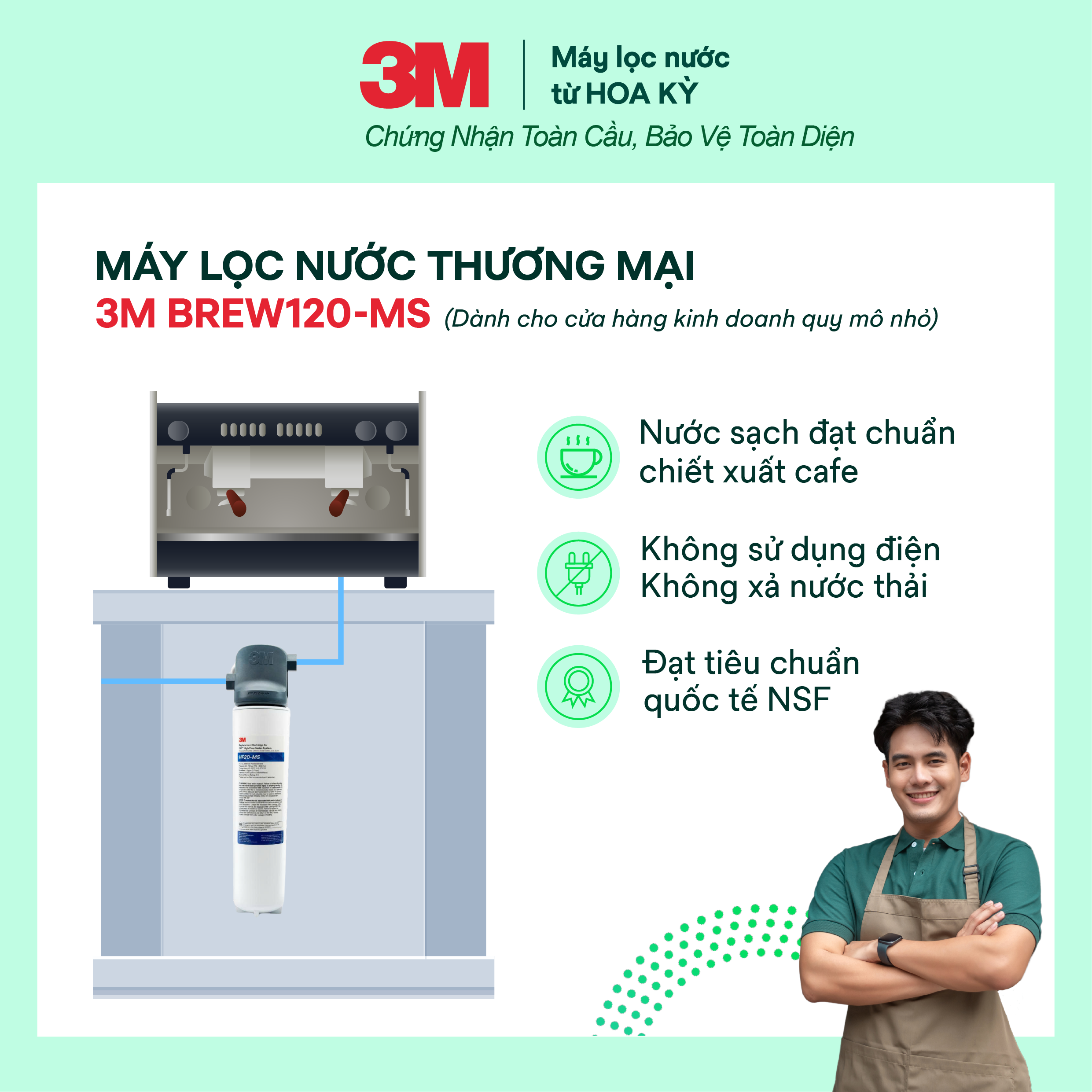Máy Lọc Nước 3M BREW120-MS (Không Kèm Vòi)