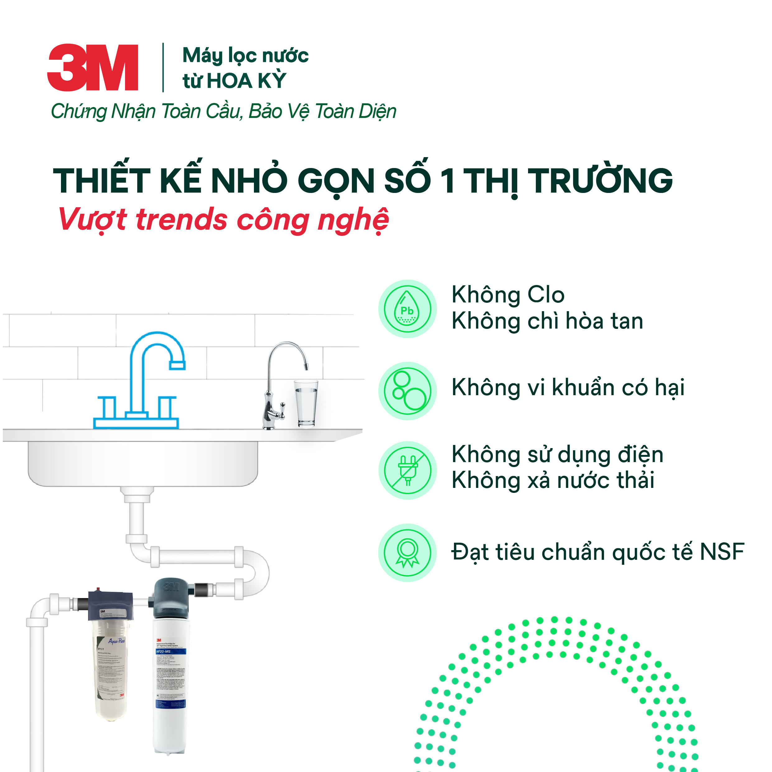 Combo Máy Lọc Nước Lắp Dưới Bồn Rửa 3M BREW120-MS Kèm Lọc Thô Cao Cấp