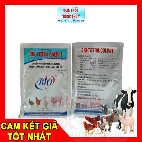 chuyên dùng trị tiêu chảy phân trắng bio tetra colivit 50gr