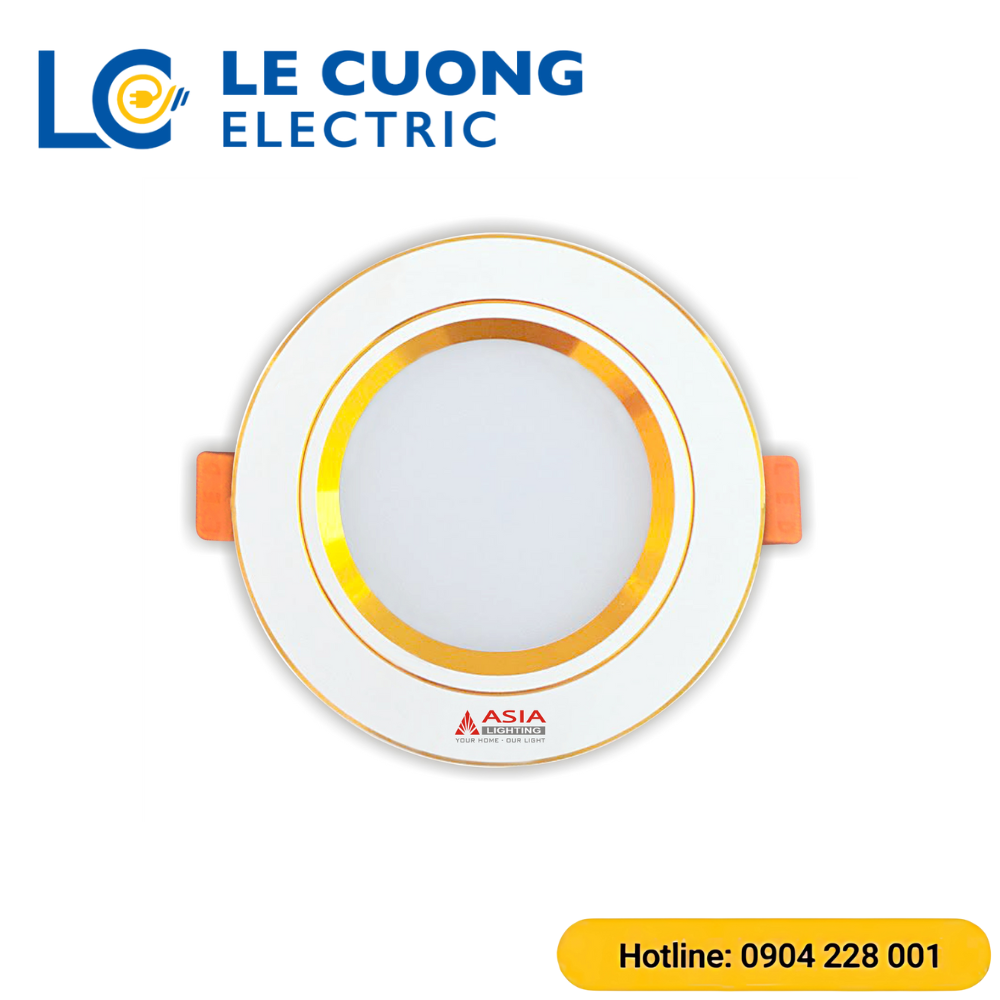 Đèn âm trần viền vàng thân nhôm nguồn rời Asia Lighting