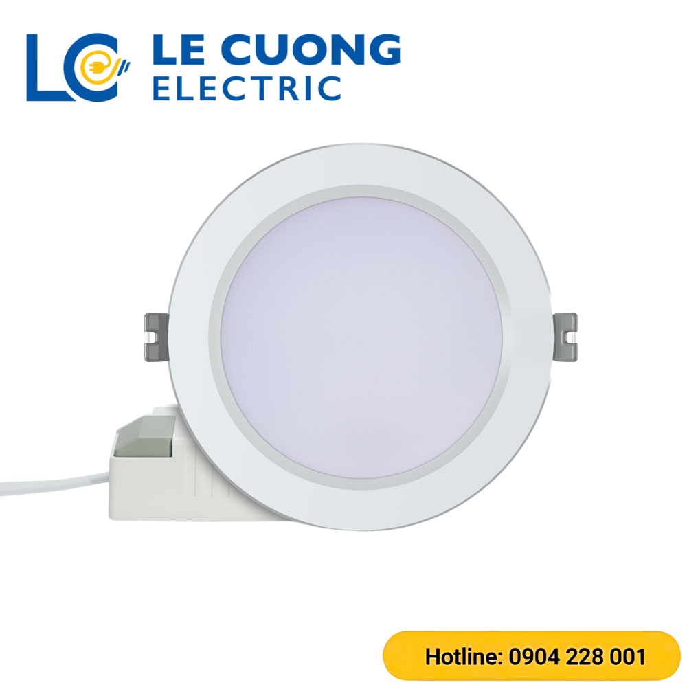 Đèn LED âm trần Downlight đổi màu AT56 viền bạc Rạng Đông