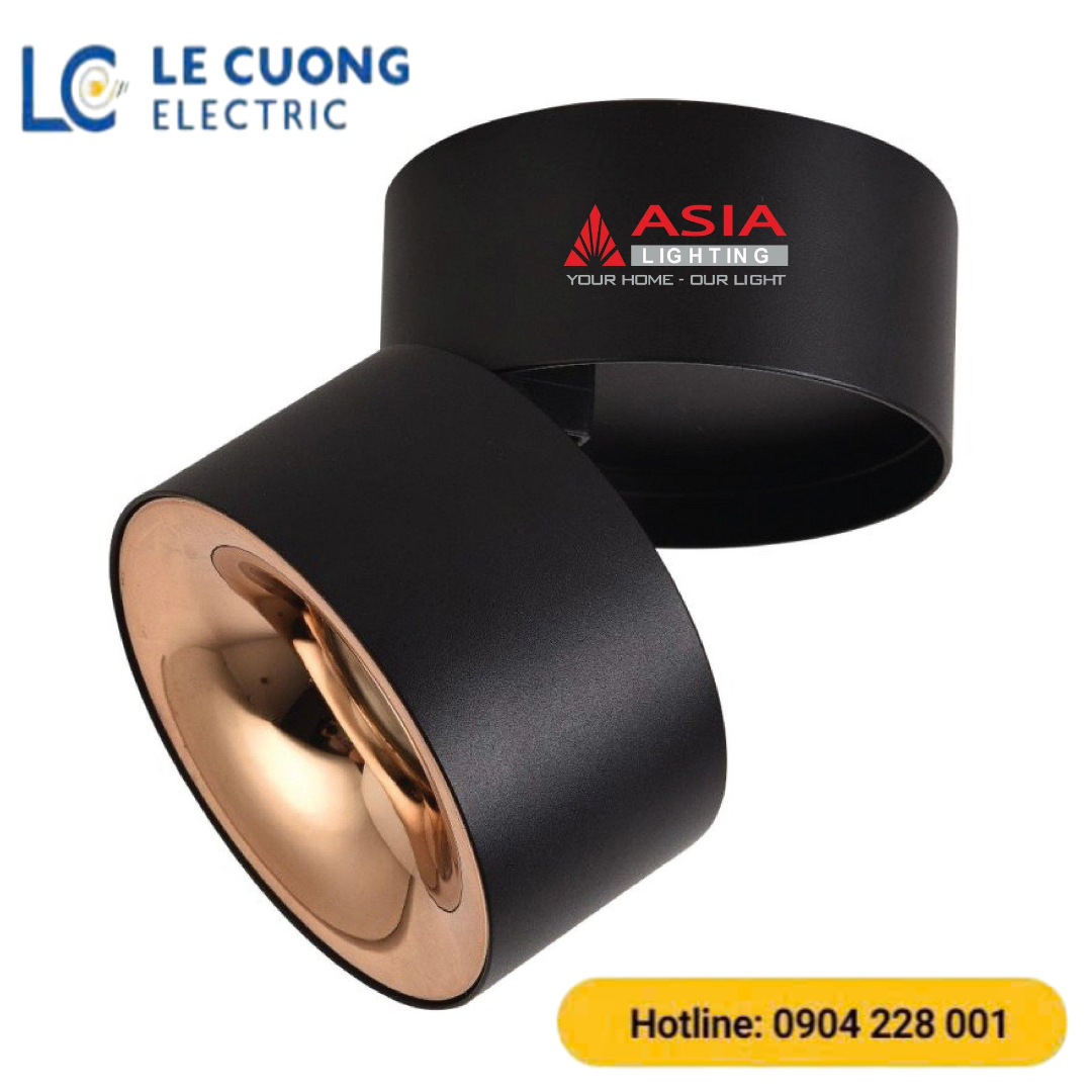 Đèn ống bơ nổi thân ngắn 10W Asia vỏ đen-xoay góc