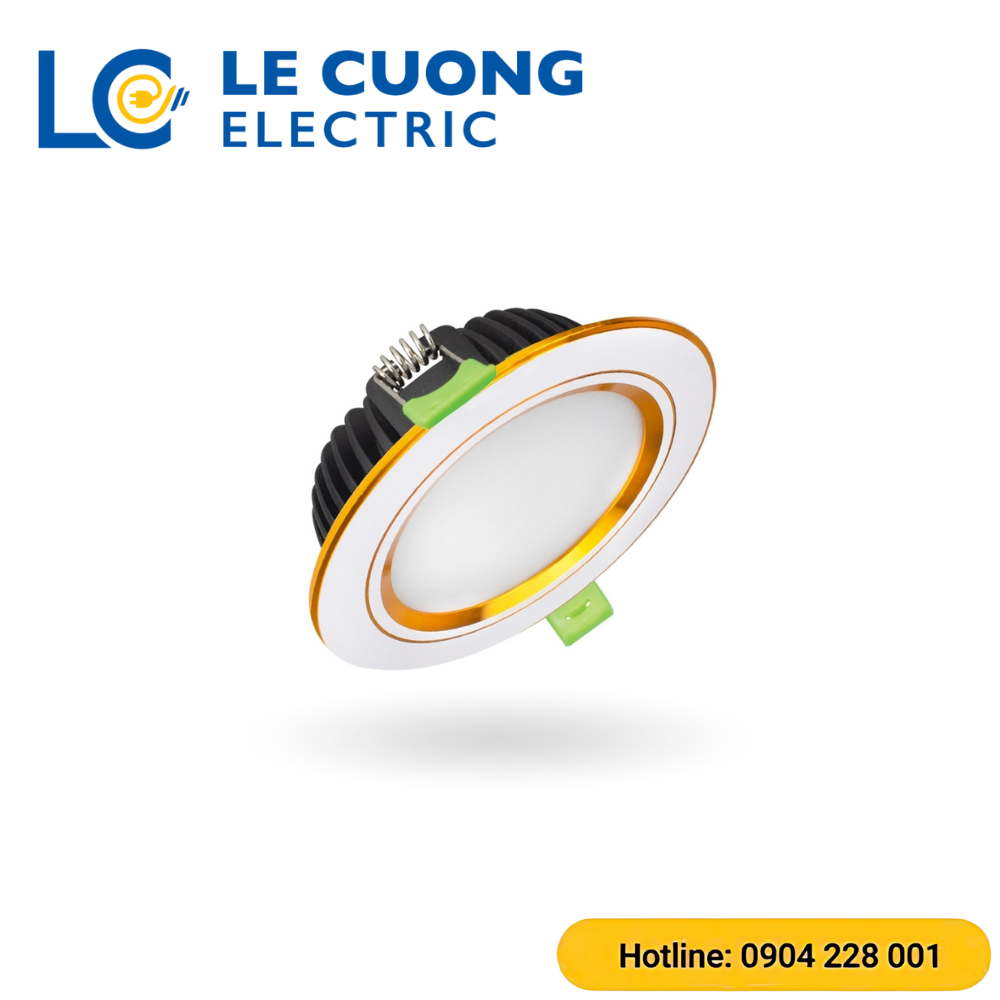 Đèn led âm trần Diamond viền vàng mặt phẳng Kingled