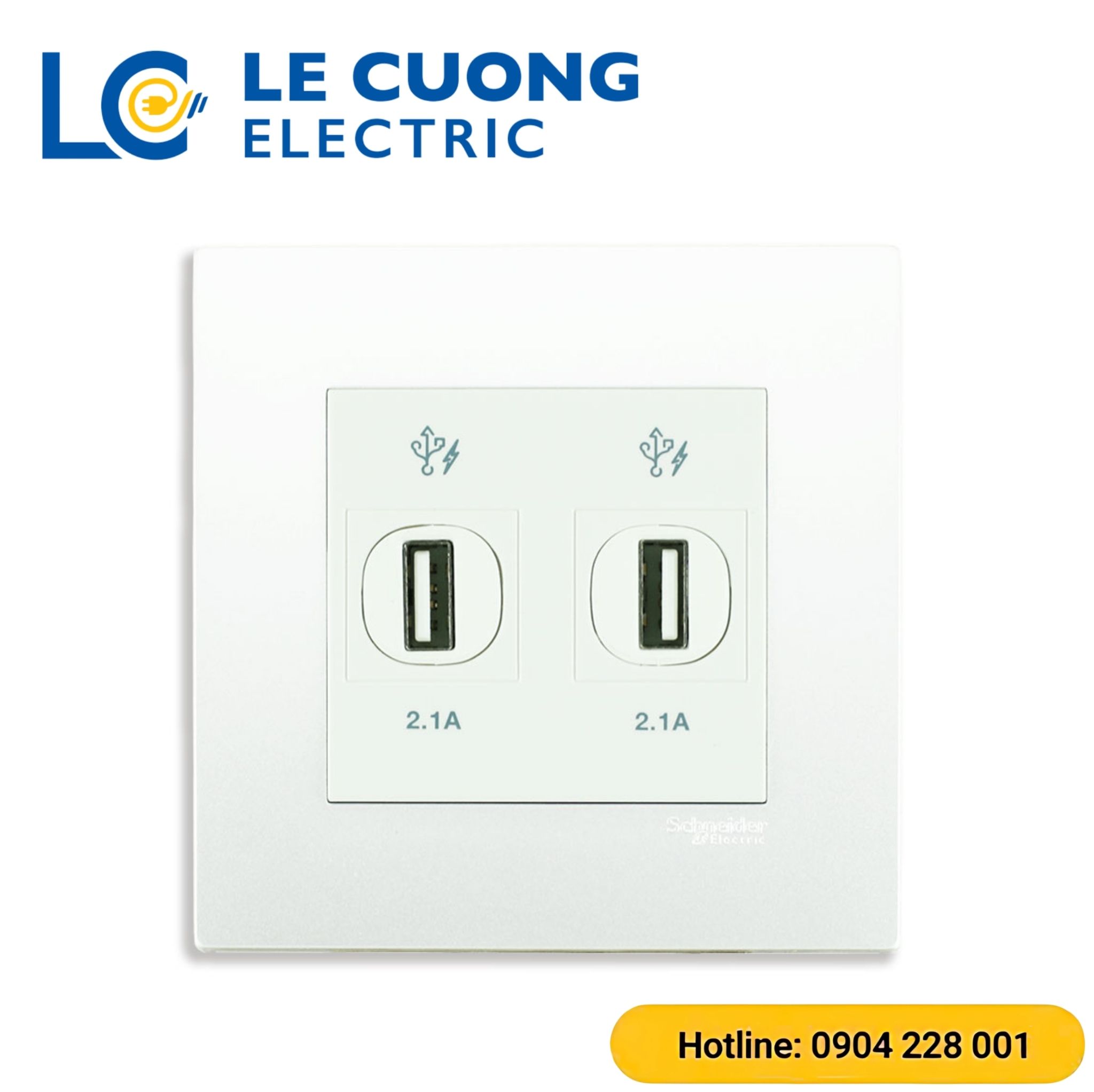 Bộ ổ cắm sạc USB đôi 2.1A Schneider ELECTRIC