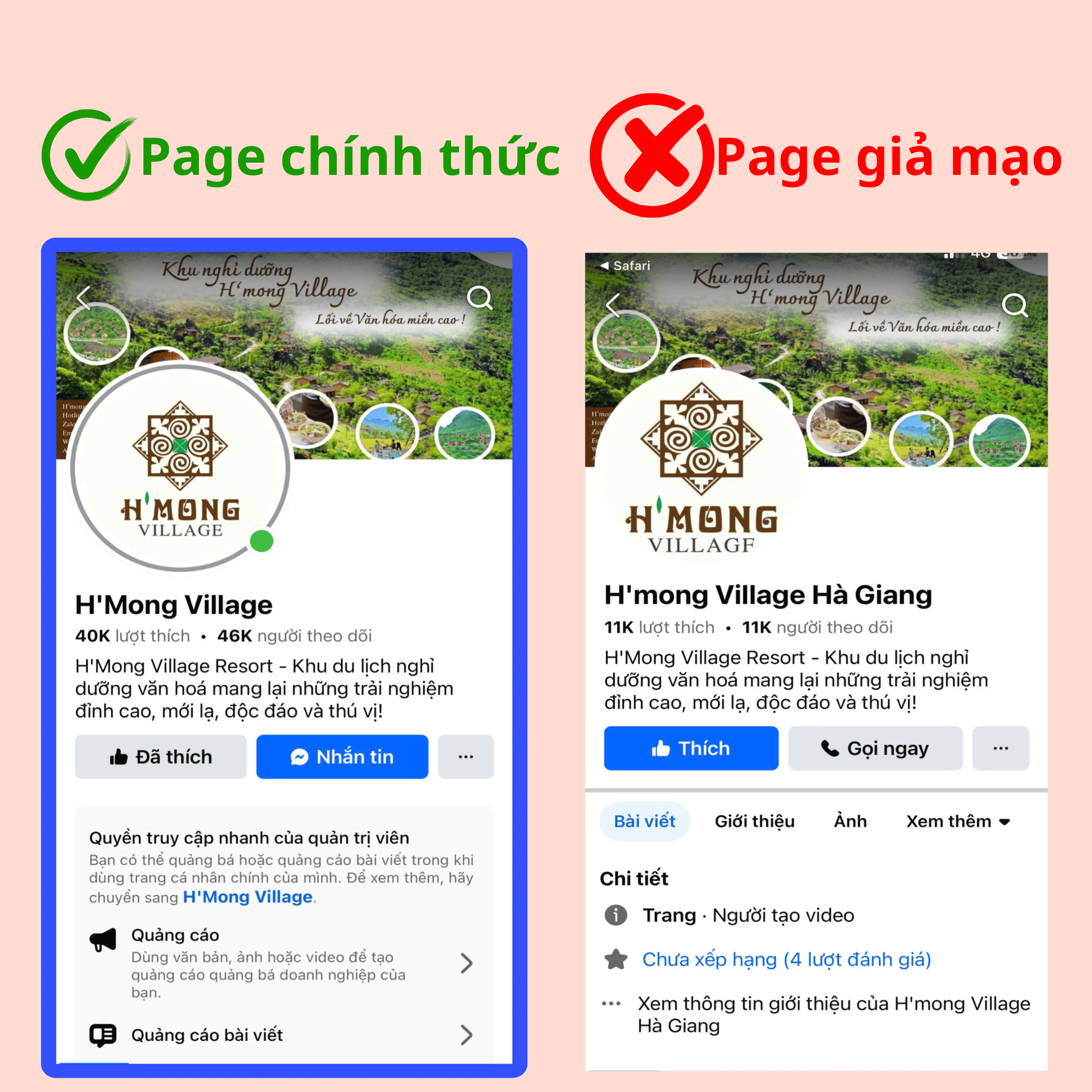 CẢNH BÁO GIẢ MẠO FANPAGE FACEBOOK H'MONG VILLAGE