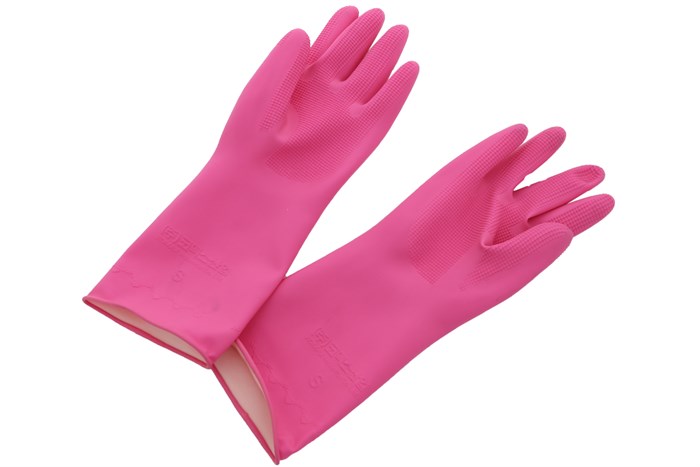 găng tay chống hóa chất màu hồng