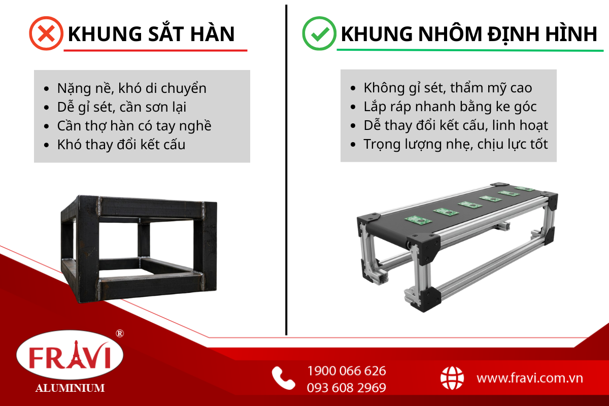 KHUNG NHÔM ĐỊNH HÌNH VÀ KHUNG SẮT HÀN: ĐÂU LÀ LỰA CHỌN TỐI ƯU CHO DOANH NGHIỆP?