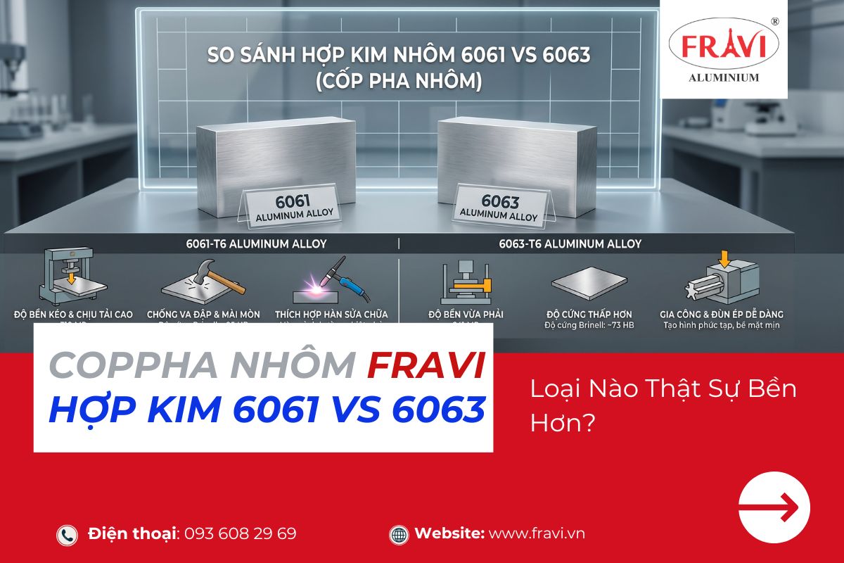 So sánh Nhôm 6061 và 6063 trong Cốp pha: 3 Lý do nhà thầu nên chọn mác 6061.