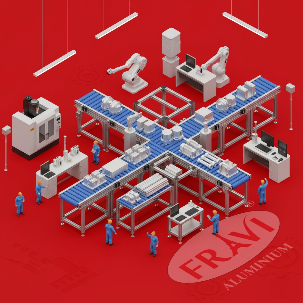 dây chuyền sản xuất sử dụng nhôm băng tải định hình