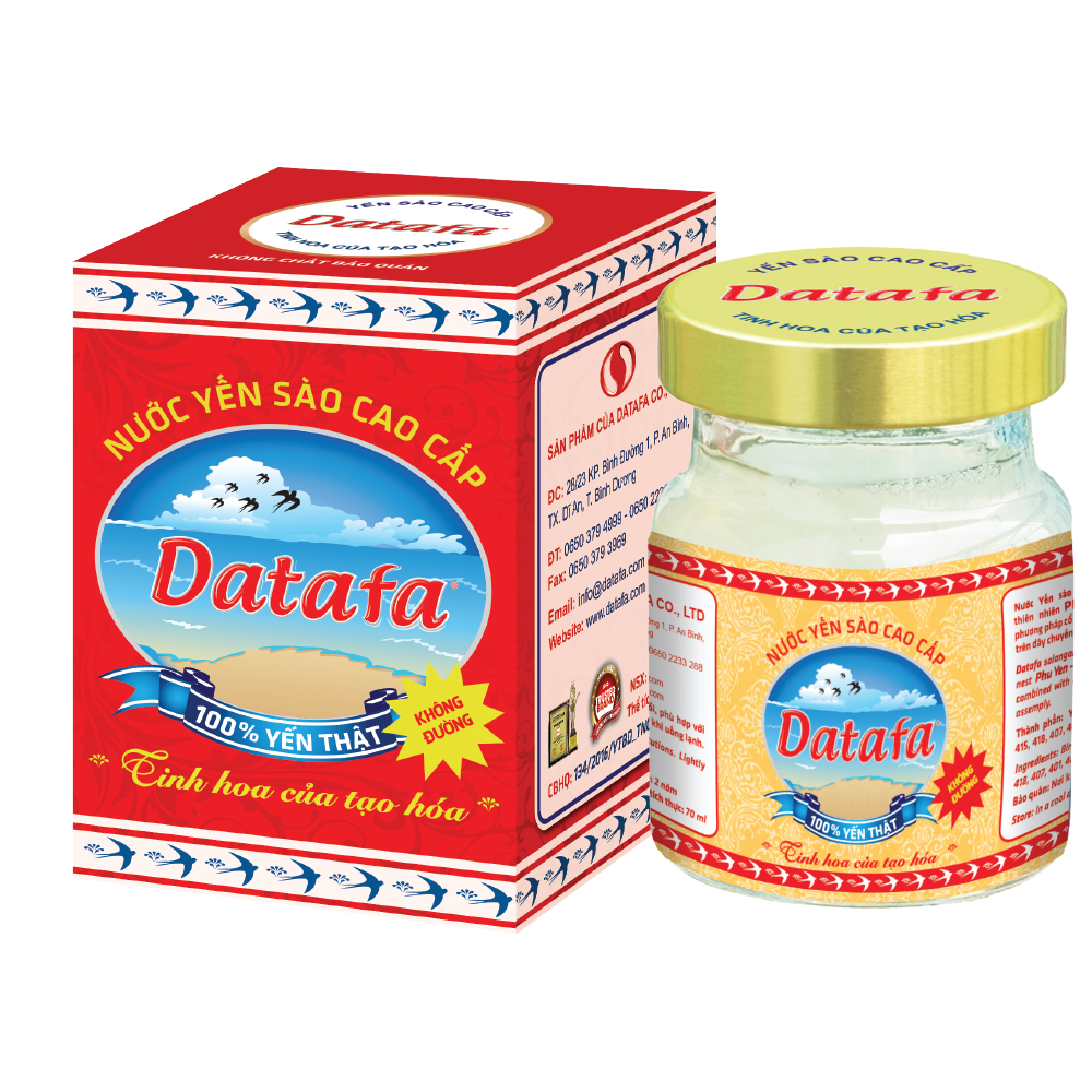 Yến Sào Cao Cấp Datafa - Không Đường - Hộp 6 lọ