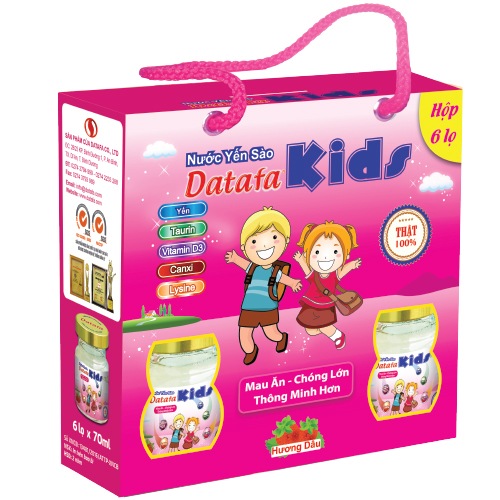 Yến Sào Cho Trẻ Em Datafa Kids - Hương Dâu - Hộp 6 lọ