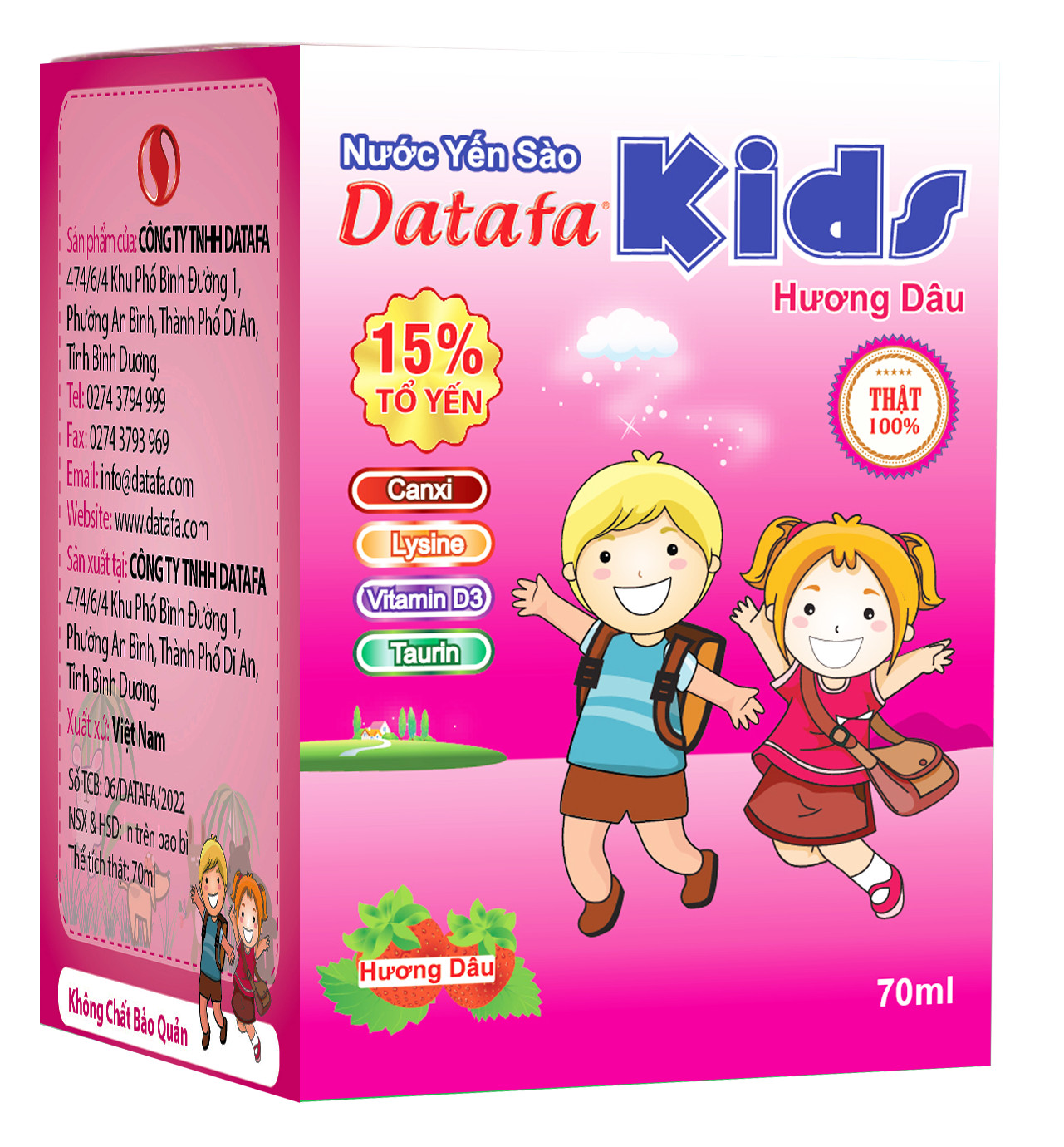 Yến Sào DATAFA KID'S cho trẻ em (15% TỔ YẾN) - Hương Dâu Hộp 6 lọ