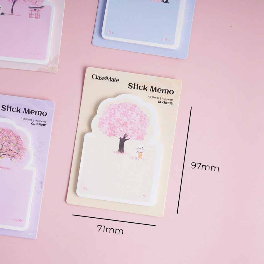Giấy note Classmate Stick Memo CL-SN012 Thiết Kế Cây và Mèo, Dùng Để Ghi Chú, Trang Trí Sổ Vở Tiện Lợi