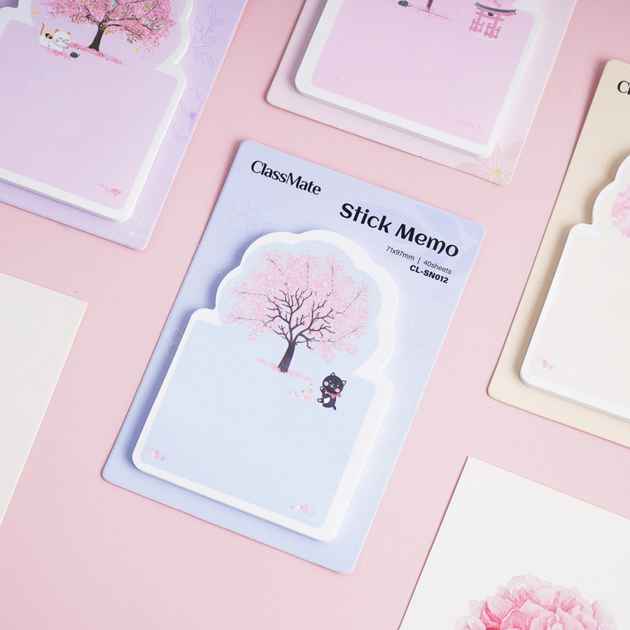 Giấy note Classmate Stick Memo CL-SN012 Thiết Kế Cây và Mèo, Dùng Để Ghi Chú, Trang Trí Sổ Vở Tiện Lợi