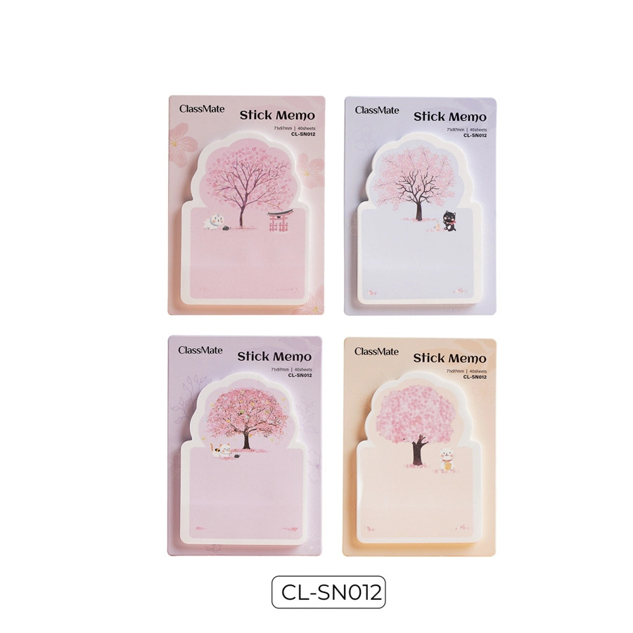 Giấy note Classmate Stick Memo CL-SN012 Thiết Kế Cây và Mèo, Dùng Để Ghi Chú, Trang Trí Sổ Vở Tiện Lợi