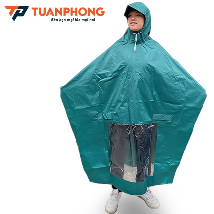 Áo Mưa Cánh Dơi 2 Đầu Có Kính 81-2G (1/12) Vải Dù, Cỡ Đại, Chùm Kín Xe, Chất Liệu Siêu Nhẹ