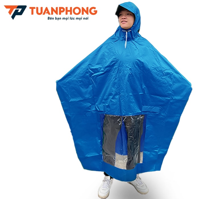 Áo Mưa Cánh Dơi 2 Đầu Có Kính 81-2G (1/12) Vải Dù, Cỡ Đại, Chùm Kín Xe, Chất Liệu Siêu Nhẹ