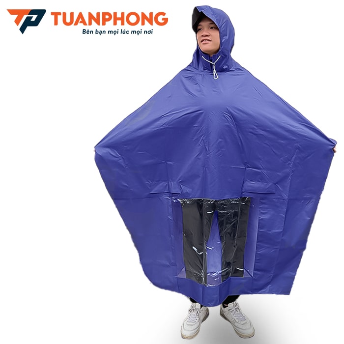 Áo Mưa Cánh Dơi 2 Đầu Có Kính 81-2G (1/12) Vải Dù, Cỡ Đại, Chùm Kín Xe, Chất Liệu Siêu Nhẹ