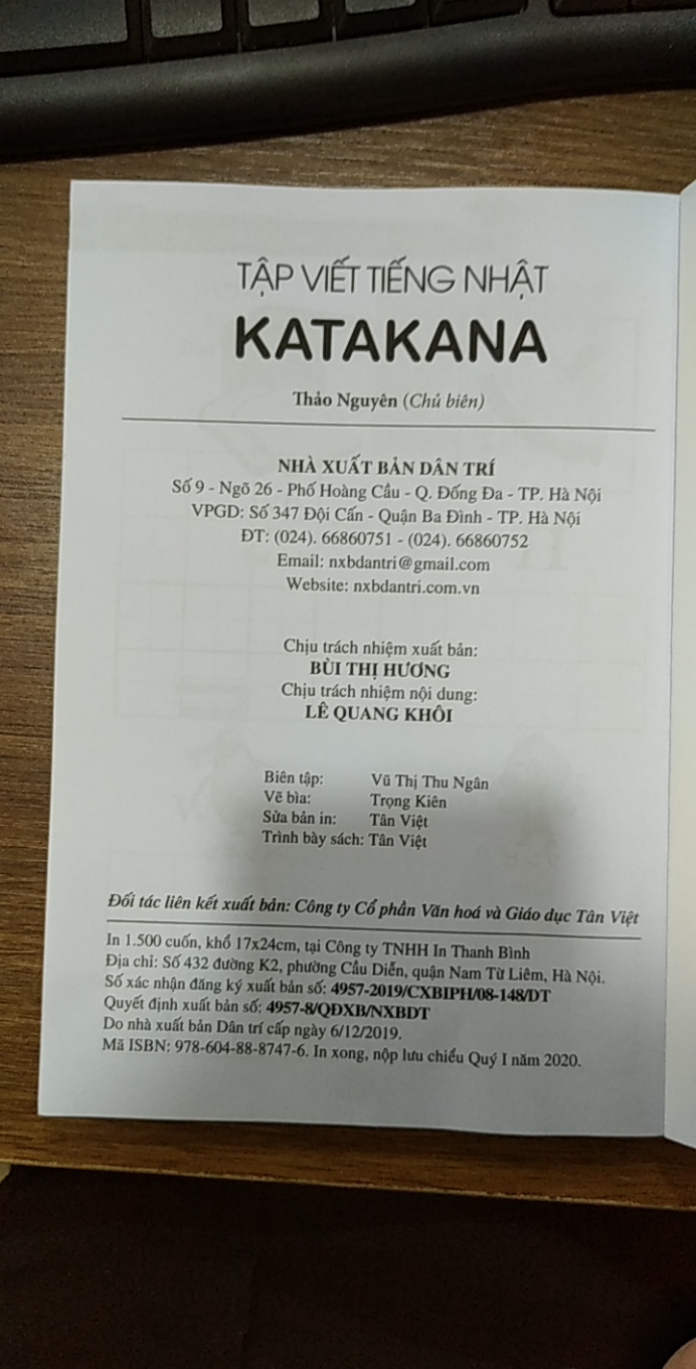 Tập Viết Tiếng Nhật Katakana