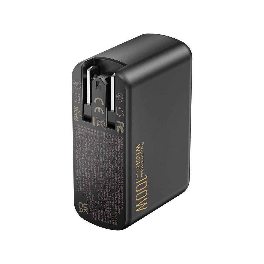 Củ Sạc Nhanh WiWU WARRIORS 100W QC+PD GAN WI-U022W 1A+3C - Hàng Chính Hãng