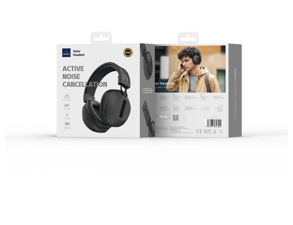 Tai Nghe Không Dây WiWU Solar Headset ANC TD-06 – Công nghệ chống ồn, sạc pin bằng năng lượng mặt trời - Hàng Chính Hãng