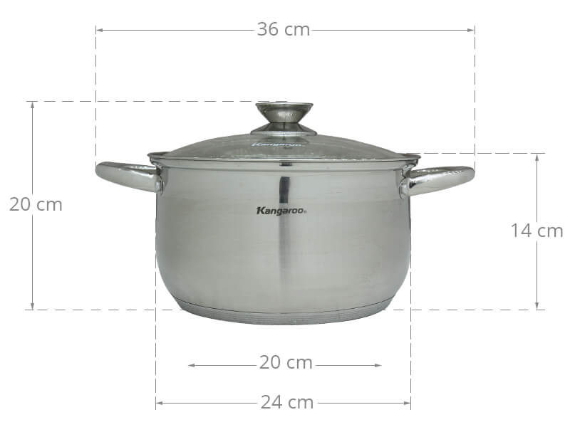 Thông số kỹ thuật Nồi inox 3 đáy 24 cm Kangaroo KG868L