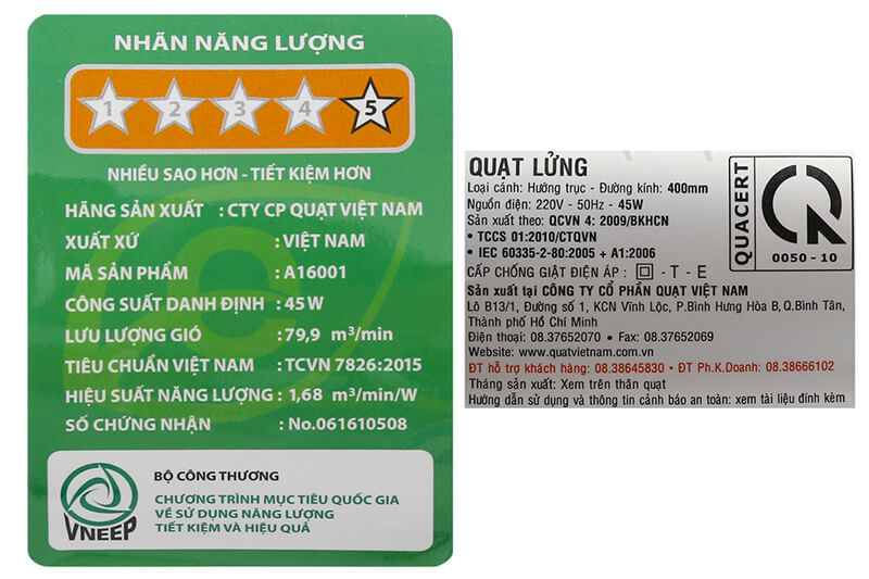 Quạt lửng Asia đạt tiêu chuẩn cao về chất lượng và hiệu quả tiết kiệm điện