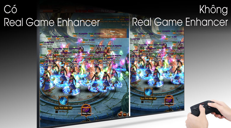 So sánh Công nghệ Real Game Enhancer và không Real Game Enhancer - Smart Tivi QLED Samsung 4K 55 inch QA55Q80T