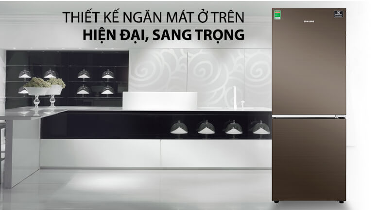 Thiết kế ngăn mát ở trên sang trọng, tiện lợi - Tủ lạnh Samsung Inverter RB27N4010DX/SV 276 lít