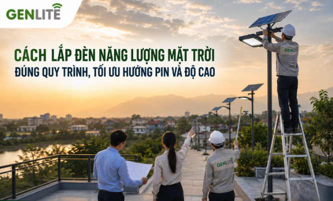 Cách lắp đèn năng lượng mặt trời đúng quy trình, tối ưu hướng pin và độ cao