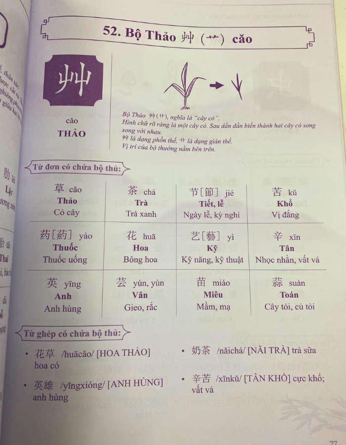 Sách Nhớ Nhanh 214 Bộ Thủ Chữ Hán - Học 214 bộ thủ tiếng trung qua hình ảnh, Xuất Bản năm 2023, In Màu