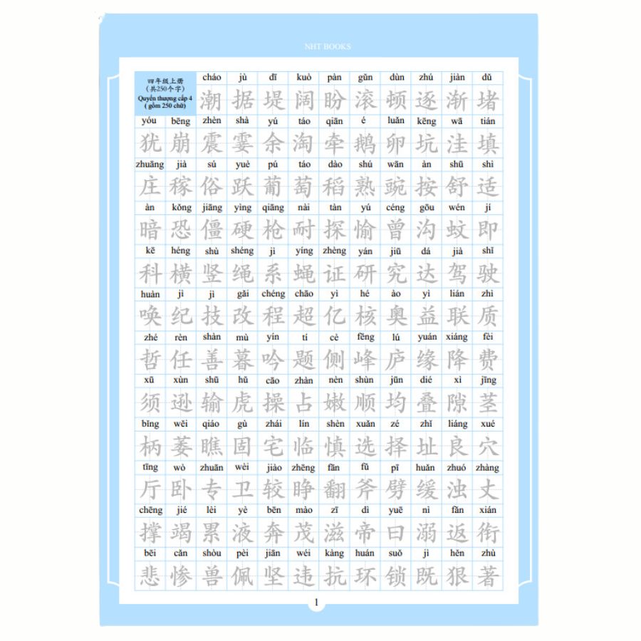 Trọn bộ Vở Bí Kíp Luyện Viết Chữ Hán Thần Tốc In Chìm NHT Books +1 bút 10 ngòi