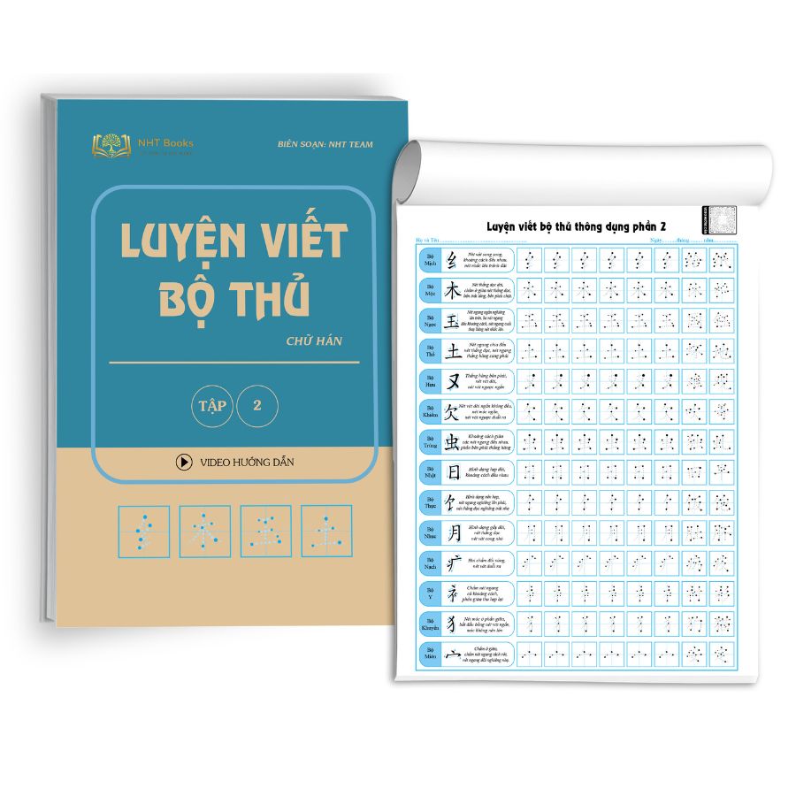 Combo 6 Vở Luyện Viết Chữ Hán, Các Nét Căn Bản, Luyện Viết Các Bộ Thủ Trong Tiếng Trung - Bản Tiếng Việt