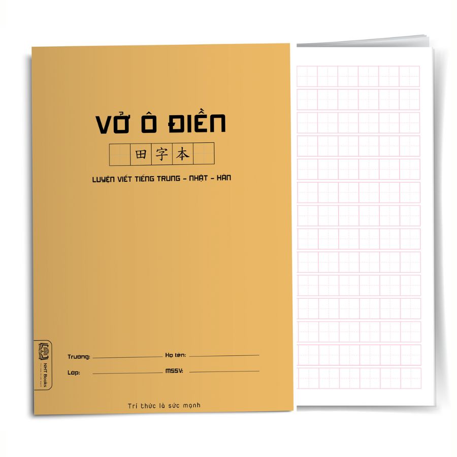 Vở kẻ ô điền 72 trang - Vở tập viết tiếng Trung Nhật Hàn - NHT Books