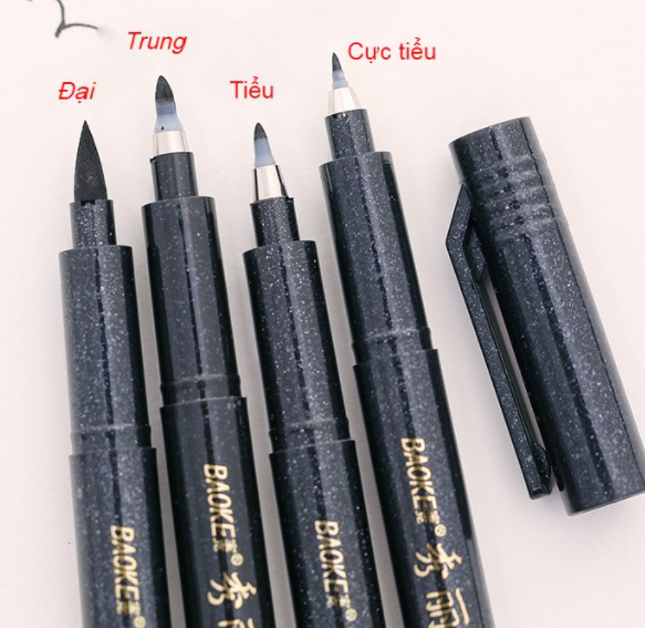 Set 4 Bút Lông Dạ Luyện Viết Tiếng Trung Nhật Hàn Đủ Size