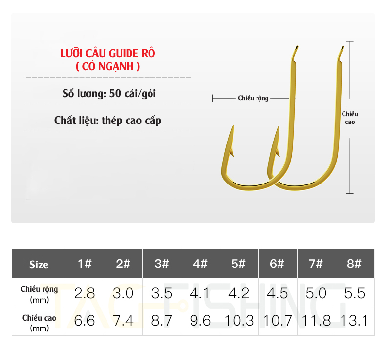 Lưỡi Câu Guide Rô Có Ngạnh ( Vàng ) Đồ Câu Khánh Râu